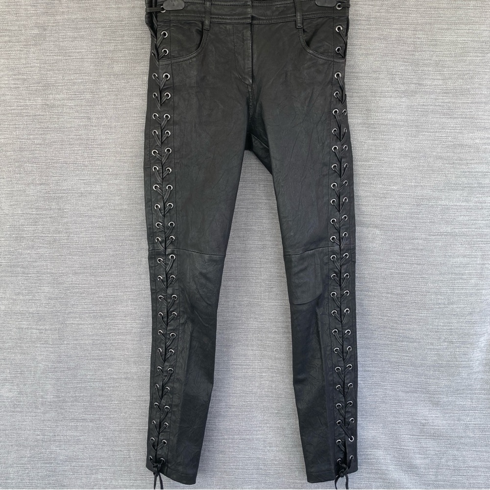 ALC Leather Pants DENT Lace up Skinny